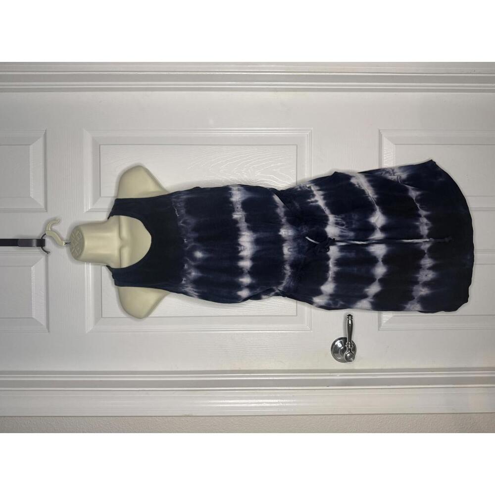 Sundry for EverEve Navy Tie Dye Tank Dress Drawstring Waist Pockets Size 1 Mini
